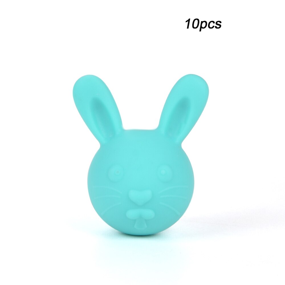 LOFCA 10 sztuk królik koraliki ząbkowanie silikonowe bpa-free Baby gryzaki zwierząt króliczki kulki silikonowe dla naszyjnik opieka stomatologiczna: turquoise