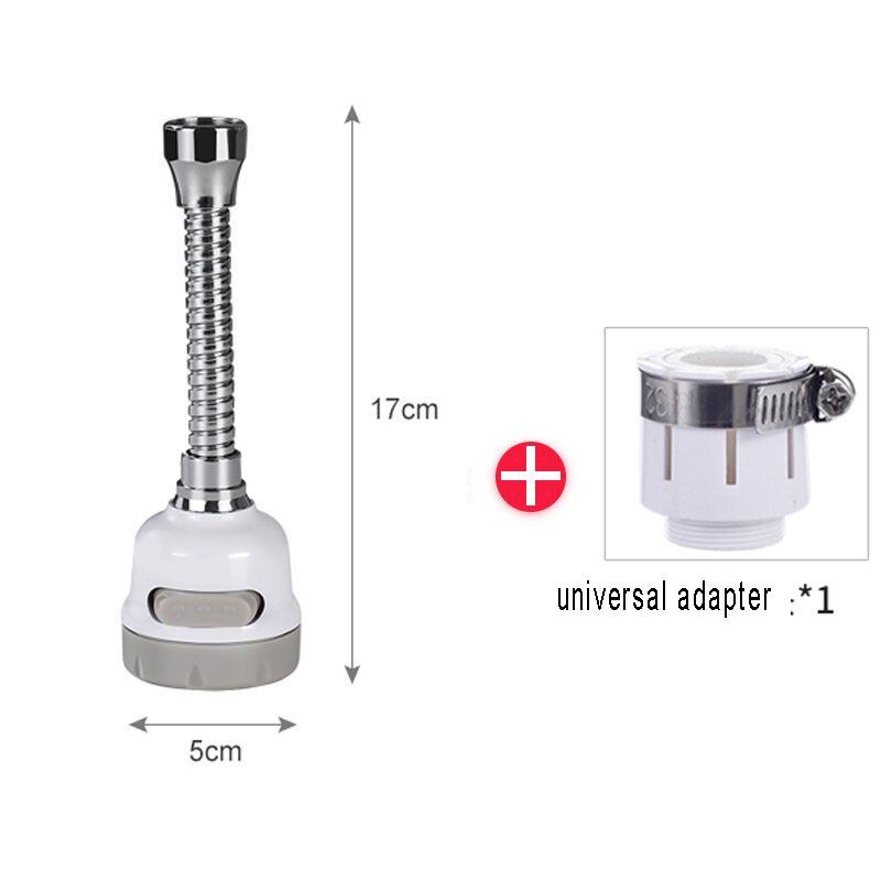 3 Modes 360 Draaibare Tap Spuit Flexibele Kraan Hoofd Beluchter Diffuser Nozzle Verstelbare Booster Adapter Kranen Mixer Waskolf: 17cm with adapter