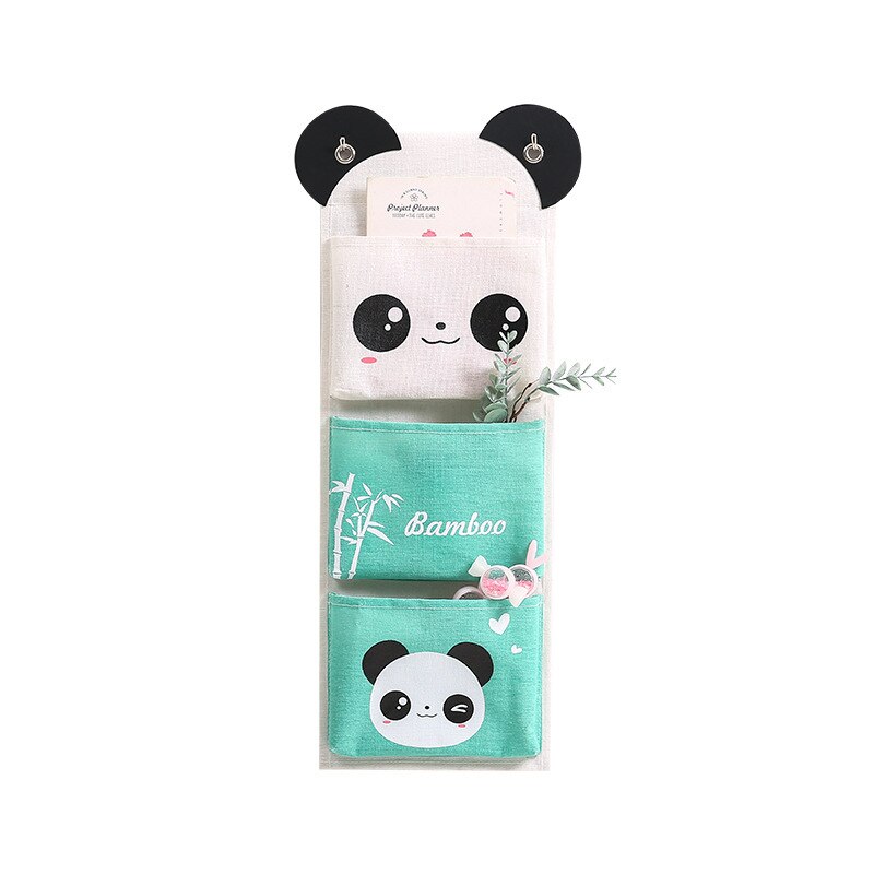panda mønster vegghengt garderobe arrangør mangfoldig oppbevaringspose smykker hengende veggpose heng kosmetikk leker arrangør