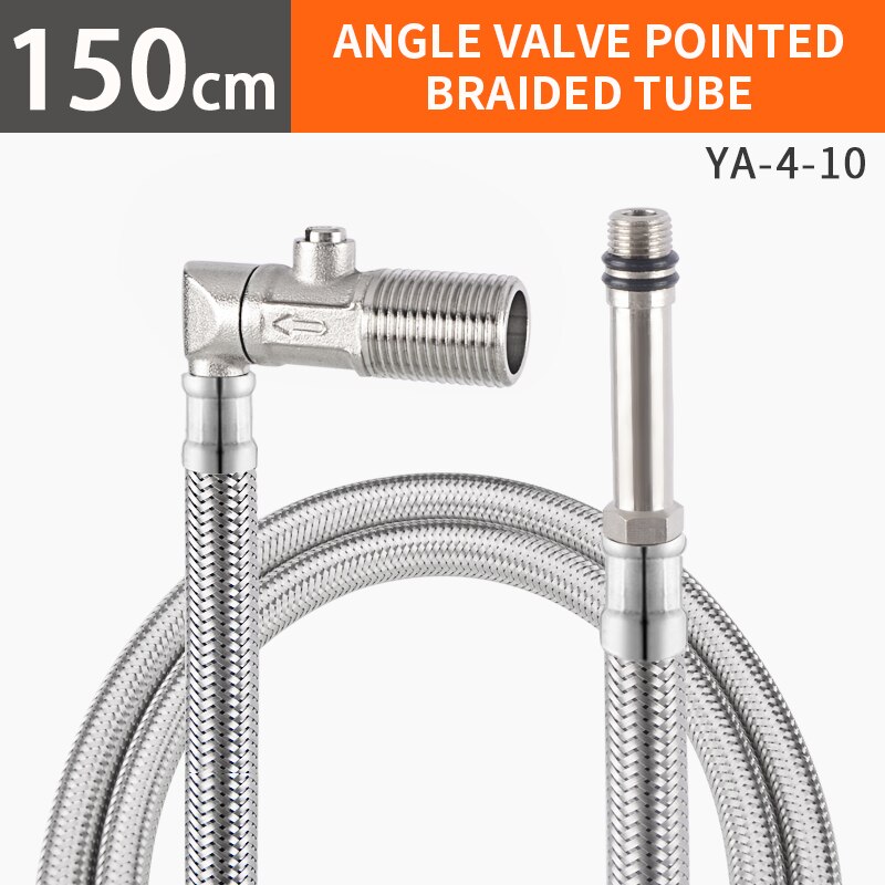 And Cold Water Faucet Inlet Pipe Angle Valve Pointed Stainless Steel Braided With Check Valve Integrated Hose: Length-150cm