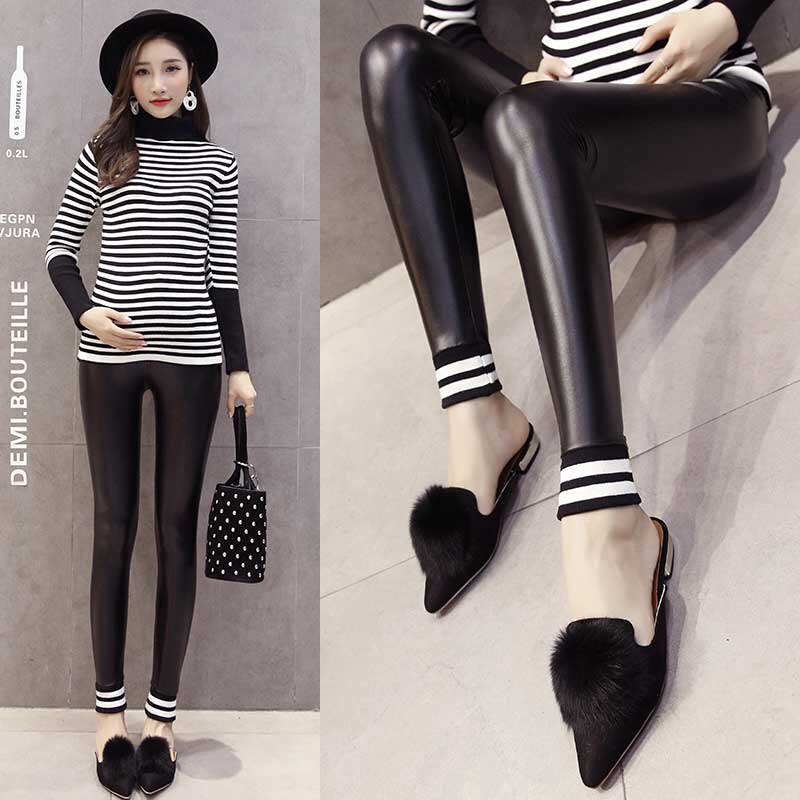 spring base maternity pants, not split leather pregnant women leather pants, pregnant women pants