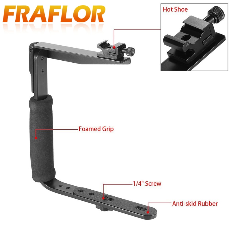 U-Vormige Omkeerbare Roterende Flash Bracket Video Handle Handheld Stabilizer Grip Draaibaar Voor Camera Camcorder Mini Dv Dslr Slr