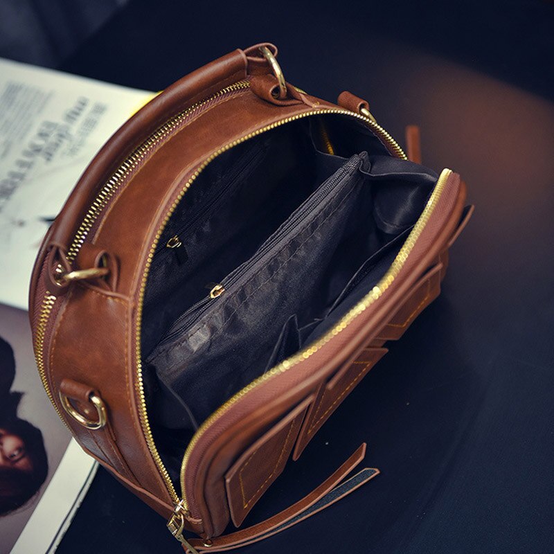 Women‘s Handbags Leather Zipper Shoulder Bags Female Vintage Clutch Crossbody Messenger Bags Ladies Sewing Line Shell B