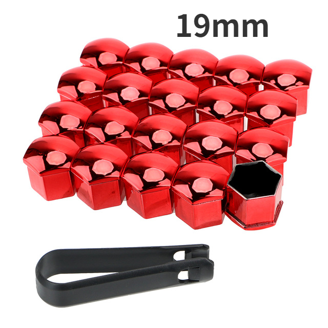 19/17mm 20 stks/set Auto Wielmoer Caps Bescherming Covers Caps Anti-Roest Auto Hub Schroef Cover autoband Moer Bout Exterieur Decoratie: YELLOW
