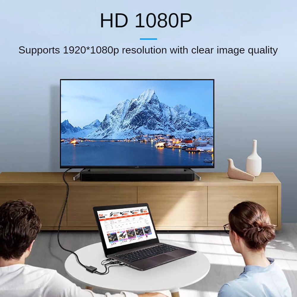 Câble convertisseur VGA vers HDMI Full HD 1080P, avec sortie Audio 3.5mm, adaptateur compatible HDMI pour PC portable vers projecteur HDTV