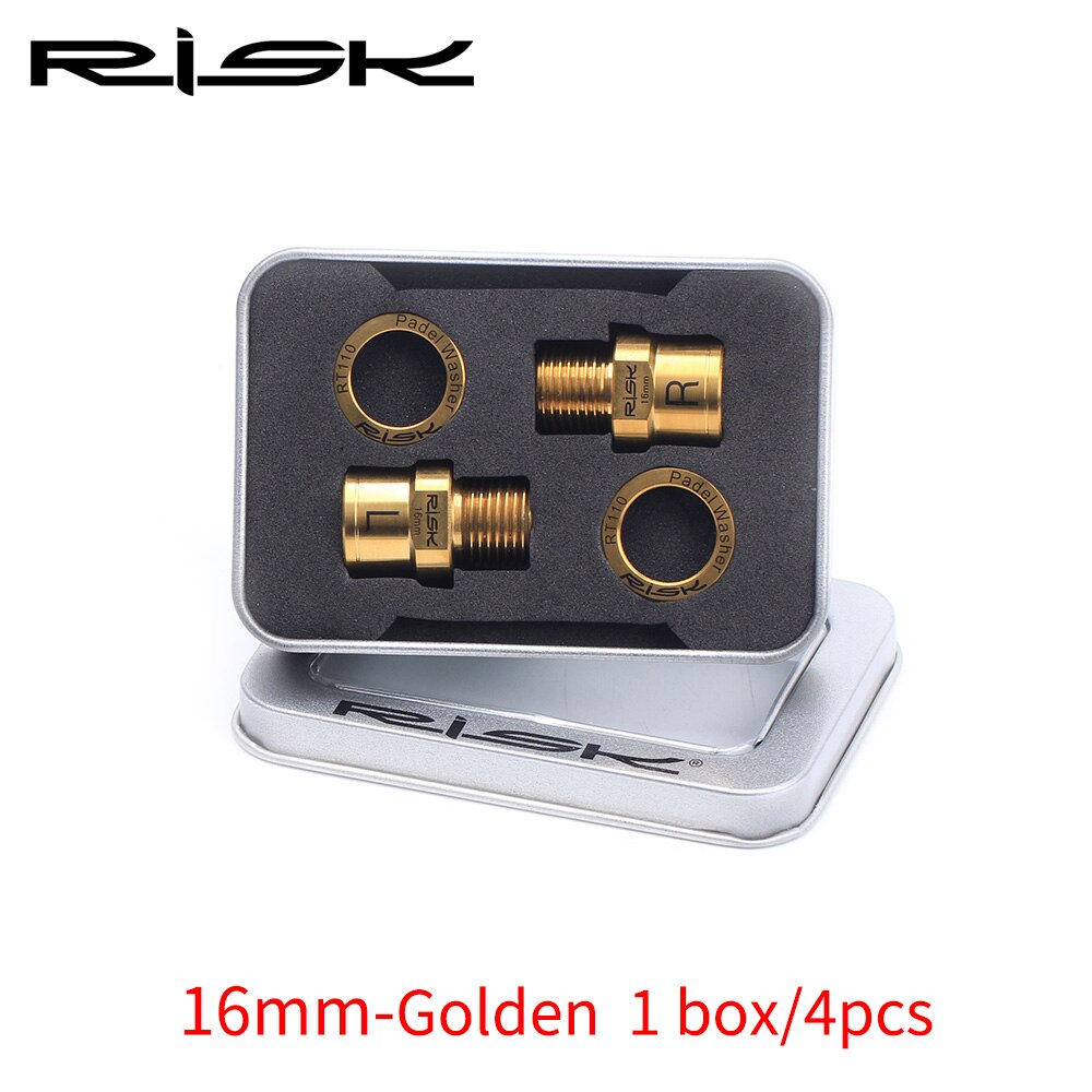 RISIKO Fahrrad Pedal Verlängerung Achse Verlängerung Abstandshalter Unterlegscheibe MTB Konverter Berg Rennrad Adapter Titan Legierung Schraube Ti Schrauben: 16mm golden einstellen