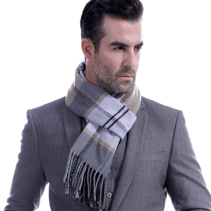 Scarf Mens Fine Thermal Tartan Scarves Winter Warm Soft Shawl Business Check Plaid Neck Wraps 190cm Long Scarf