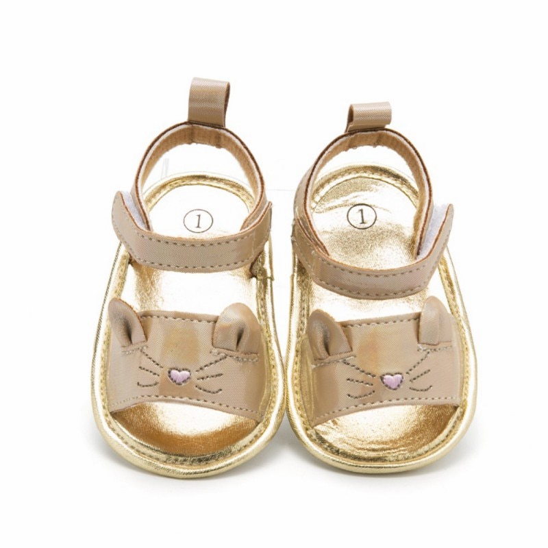 Summer Baby Girl Sandals Newborn Baby Cute Cat Soft Soled Golden Princess Infant Girl Sandals Baby Shoes