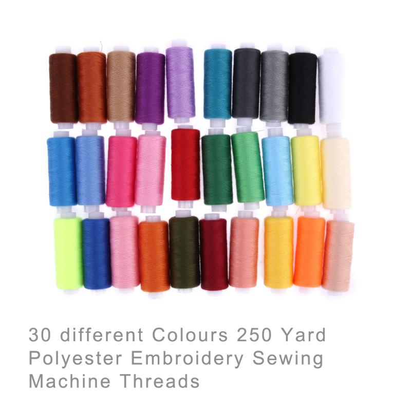 30Pcs 250 Yard Polyester Machine Embroidery Sewing Threads Hand Sewing Thread Craft Steering-wheel Sewing Supplies