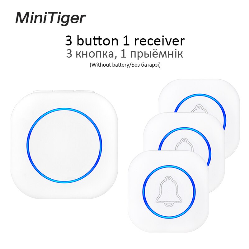 Minitiger Wireless Doorbell Welcome bell Intelligent Home Door bell Alarm Smart Doorbell doorbell ring Waterproof Button: 3 button 1 receiver