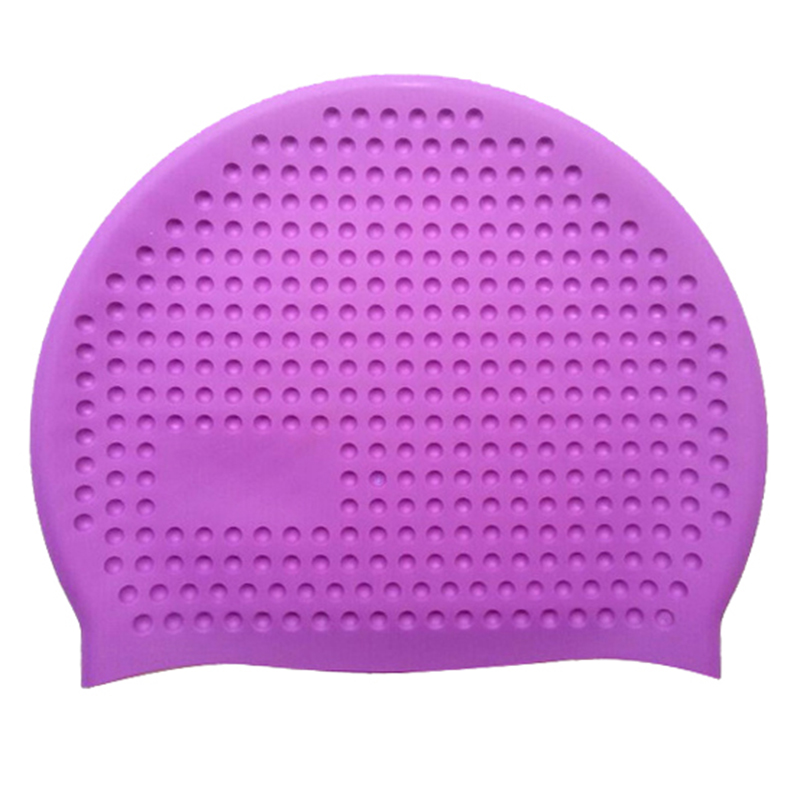 Large Swimming Cap Waterproof Silicone Swim Pool Bathing Caps Hat Long Hair Ear Protection Water Bubble Cap Women Men badmuts: Purple