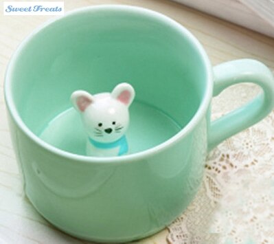 Sweettreats small ceramic milk cup with animals cute cartoon nice three-dimensional heat-resistant celadon: 8