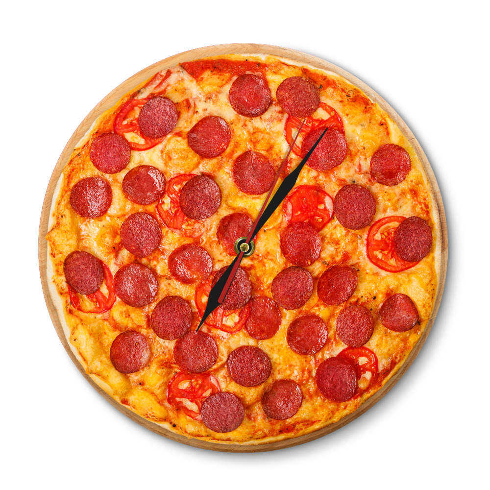 Italian Pepperoni Pizza Wall Clock Italian Restaurant Pizza Clock Pizzeria Pasta Diner Chef Vintage Sign Clock Watch: No Frame Design B