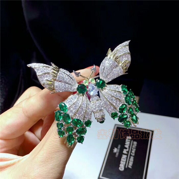 wow! green/red/blue zircon butterfly brooch nature FPPJ for xms woman