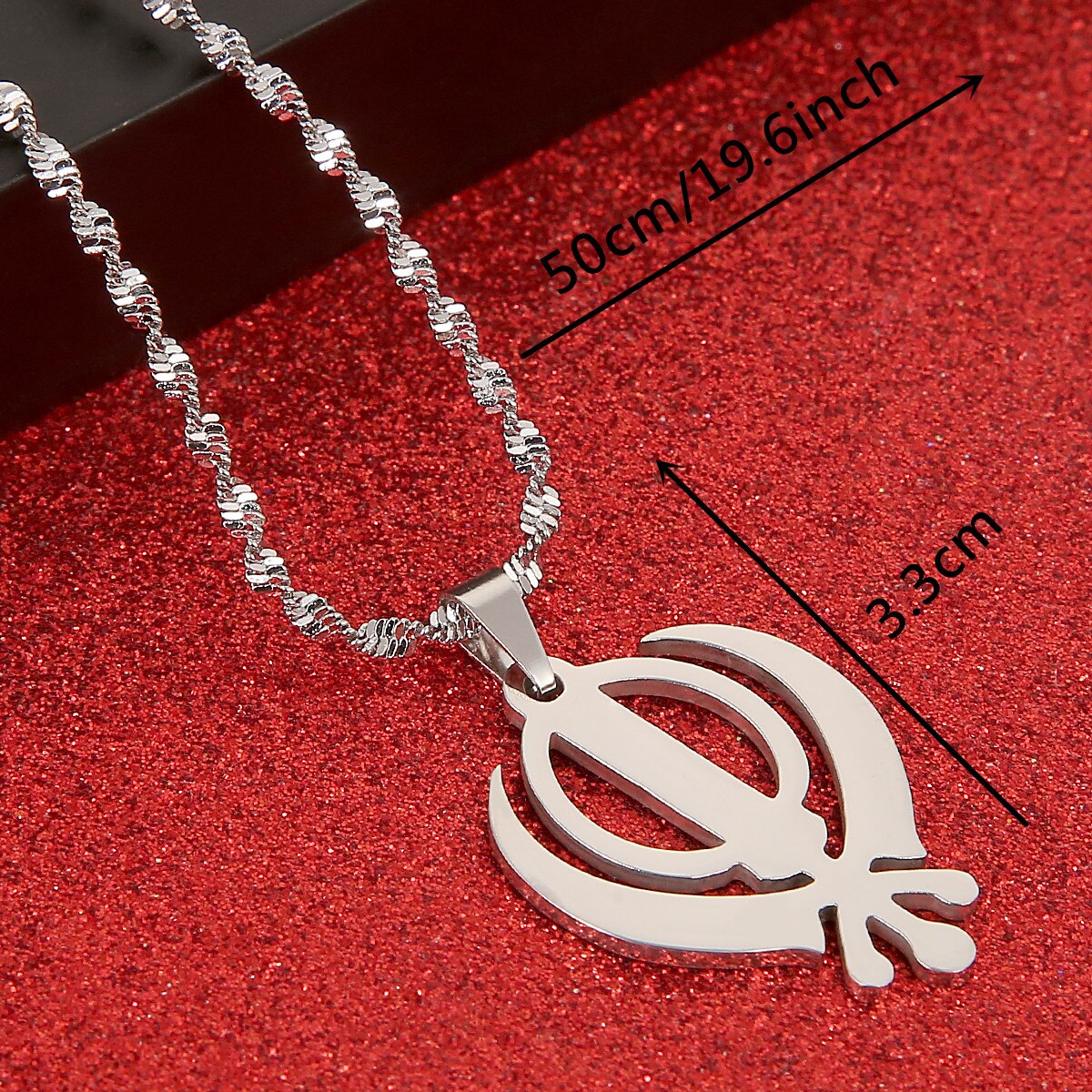 Rvs Trendy Sikhism Hanger Ketting Zilver Kleur Sikh Khanda Sikhs Sieraden