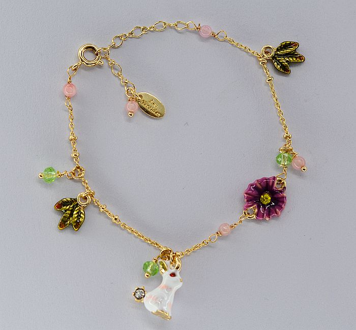 European and American enamel glaze bunny series female flower leaf Women Female bracelet