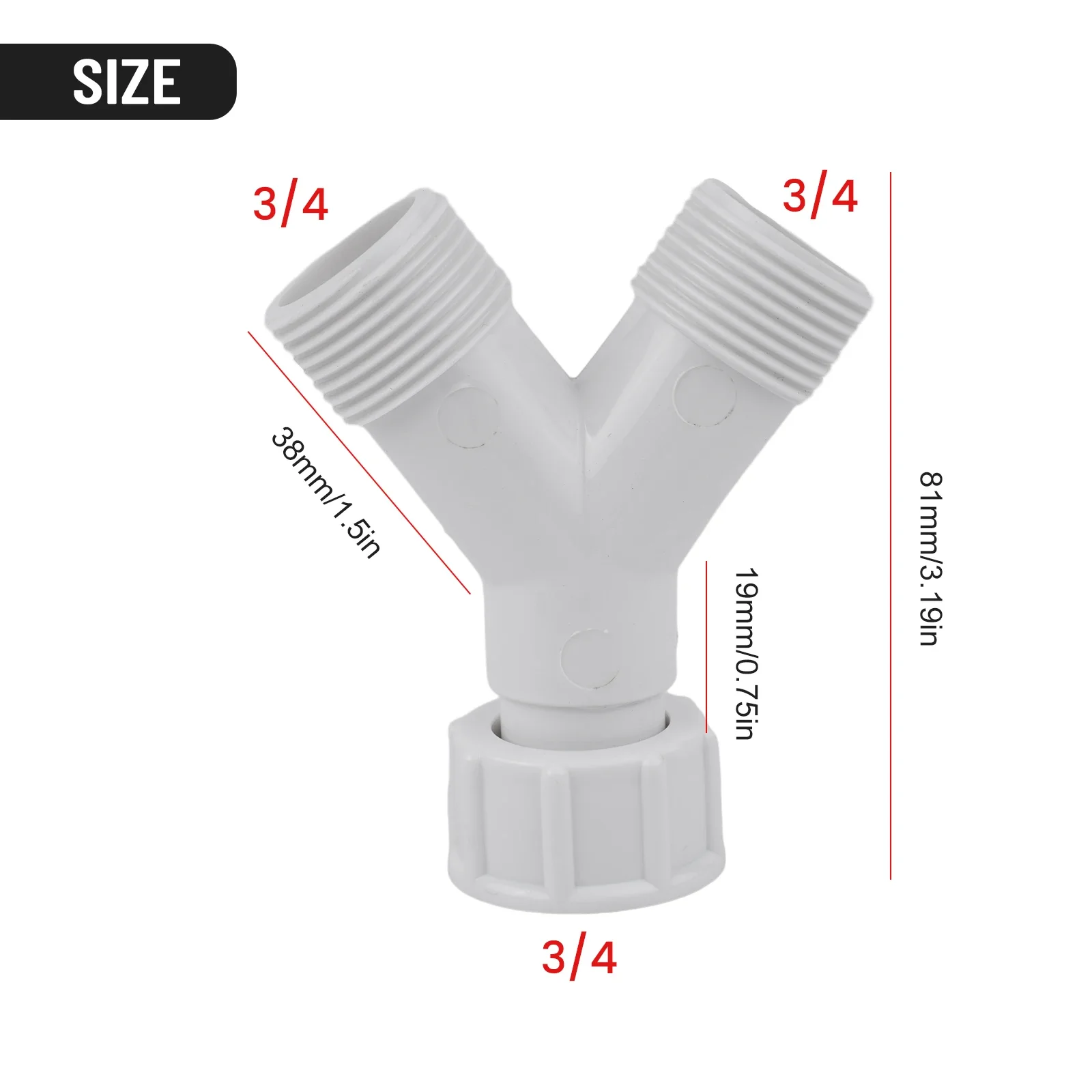 Dishwasher Washing Machine Y Tee Connector Adapter Double Inlet Junction Split With Rubber Seal For Cold Water