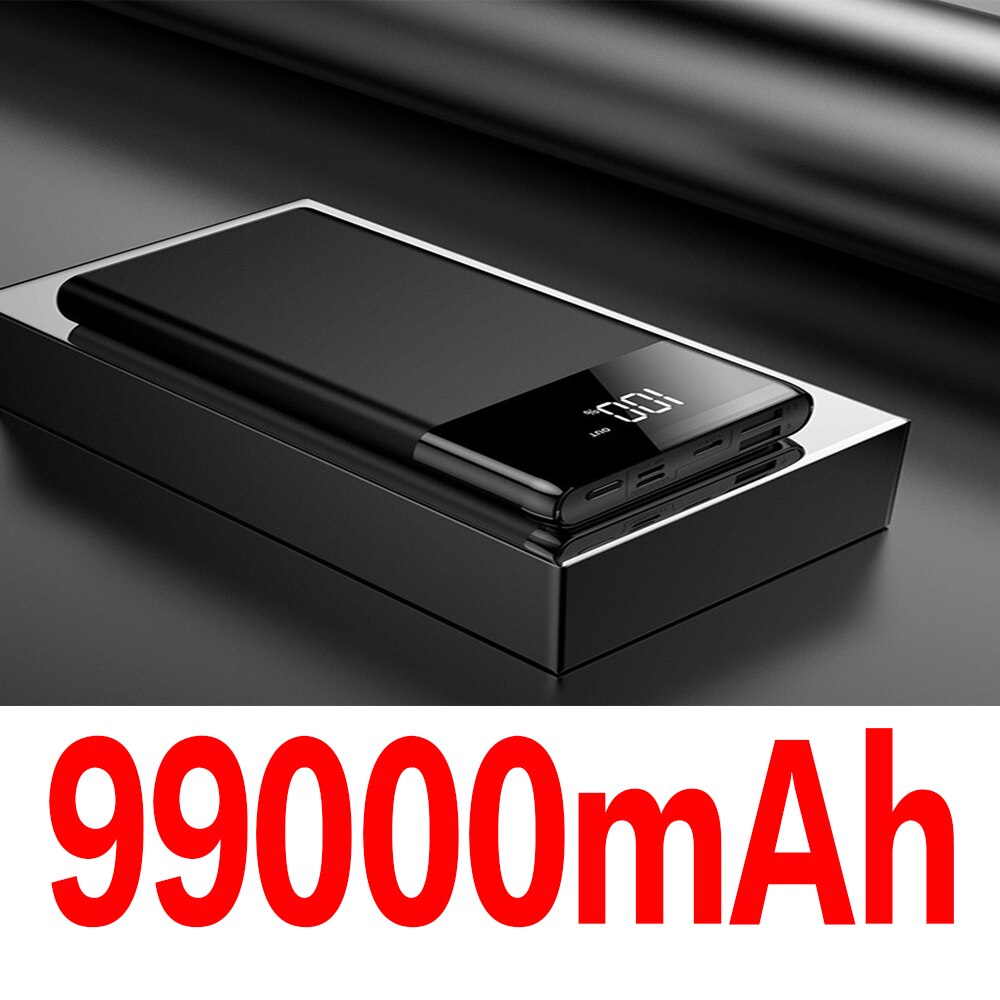 Powerbank 99000 Mah Draagbare Opladen Poverbank Mobiele Telefoon Externe Batterij Oplader Powerbank 99000 Mah Voor Xiaomi Mi: black-99000mAh