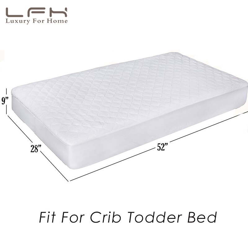 Lfh 72 x 132cm krybbe vandtæt madras pad betræk til småbørn seng beskytter bambus frotté baby madras beskytter seng befugtning