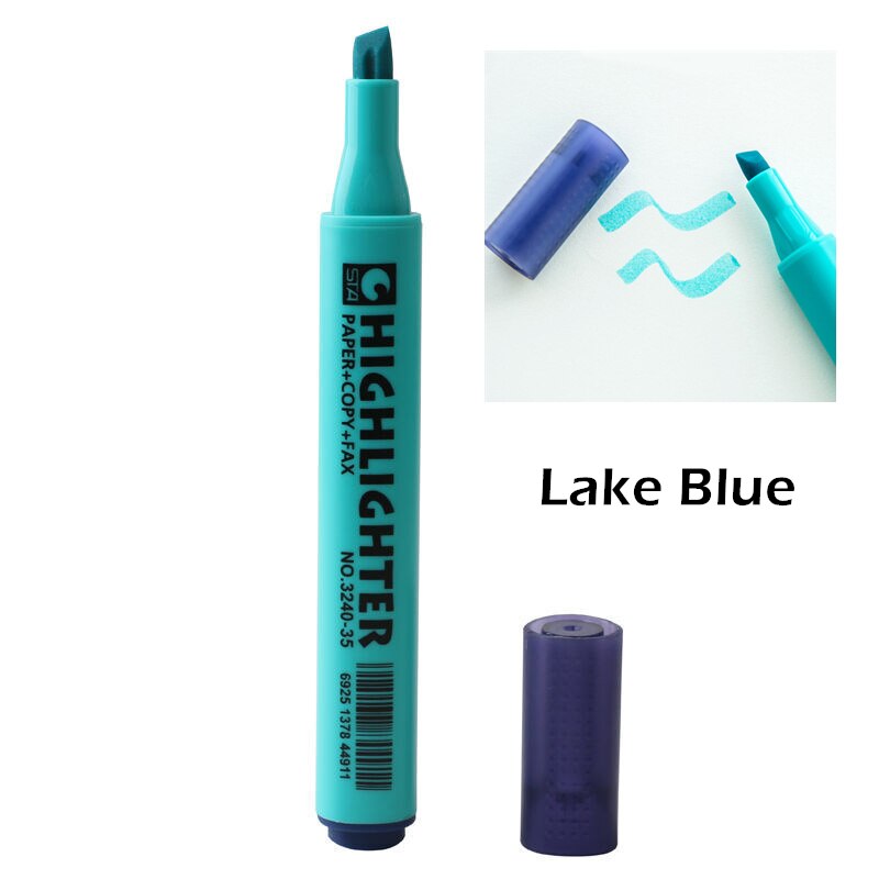 Sta fluorescerende overstregningspenn strålende farve behagelig trekantet tønde markør til papir kopi fax kontor skole  a6220: Søblå