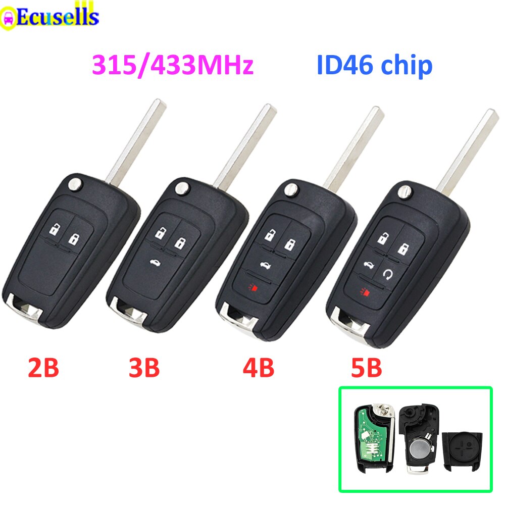 2/3/4/5 Button Flip Remote Key Fob 315MHZ/433MHZ ID46 Chip for Opel Astra J Mokka Insignia Adam Cascade Karl Zafira HU100 Uncut