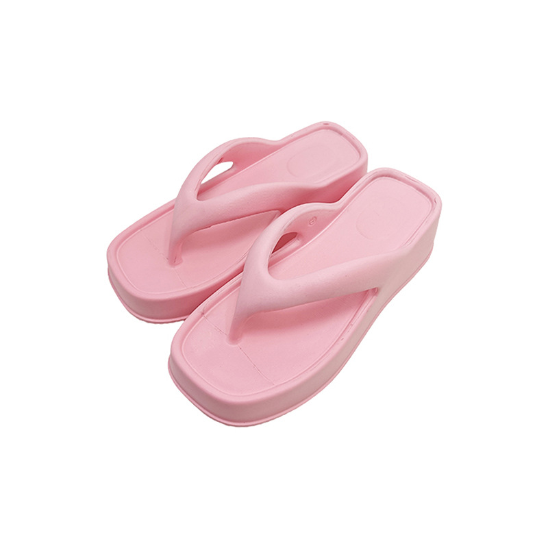 EVA Slippers Women Thick Sole Slope Sandals Adult Heel 7cm Thick Bottom Beach Shoes Ladies Flip Flops: Blue / 38