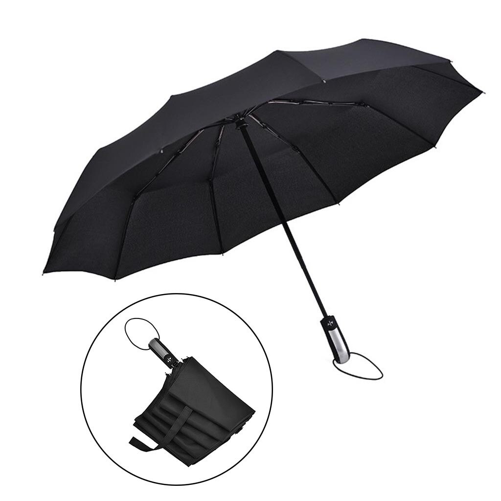 Paraguas automático a prueba de viento de lujo negro resistente al viento plegable compacto paraguas hombres/mujeres paraguas de lluvia