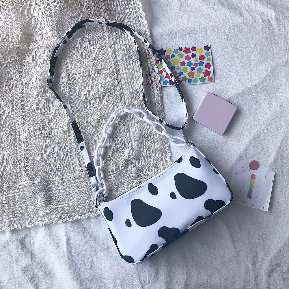 Oxford femmes sacs à bandoulière pochette de messager vache tache chaîne sac à main sac à main