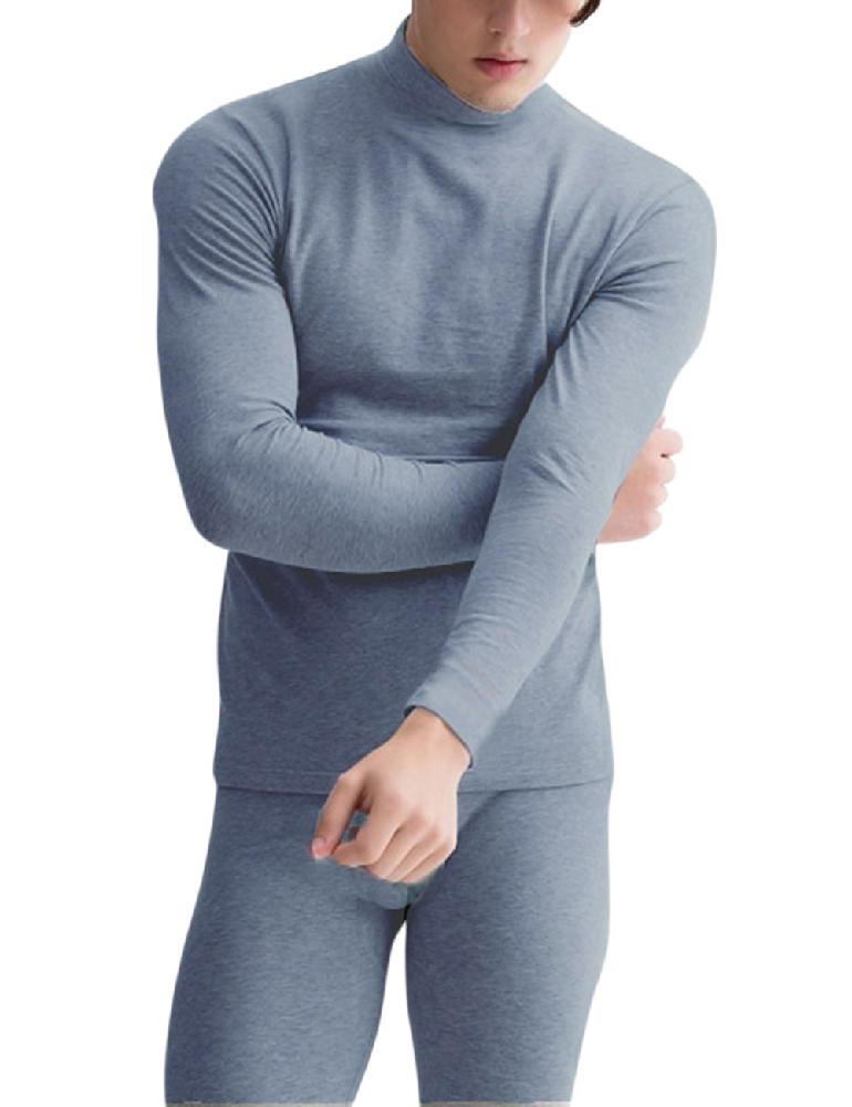 ZACOO stand neck White Men's long johns Thermal Underwears 2Pcs Solid Warm Thick Brushed Men Autumn Thermal Underwear Sets san0