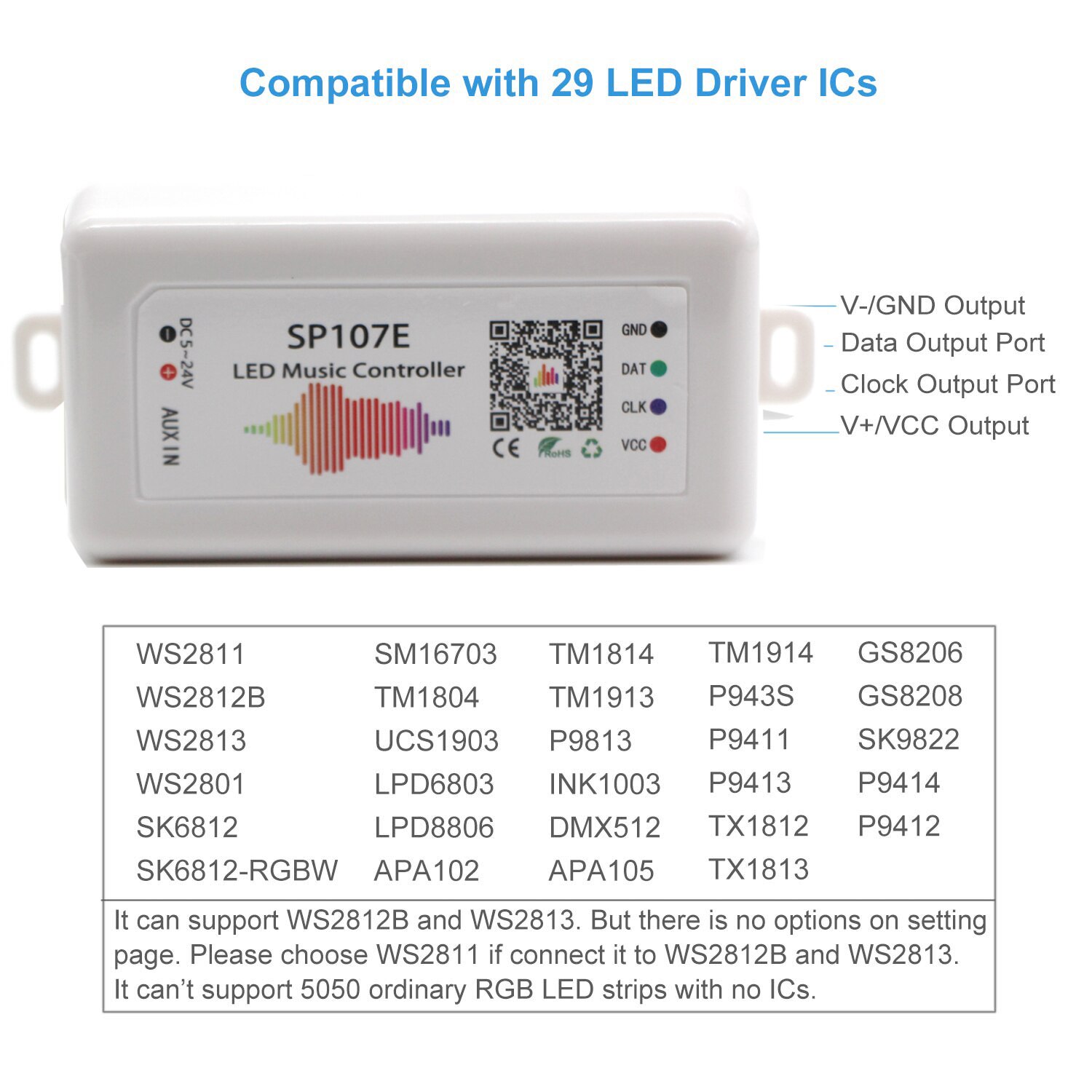 WS2812B WS2811 SK6812 Led Pixels Strip Light Controller Bluetooth WIFI SP105E SP110E SP108E SP501E Music SP107E SP601E DC 5V-24V