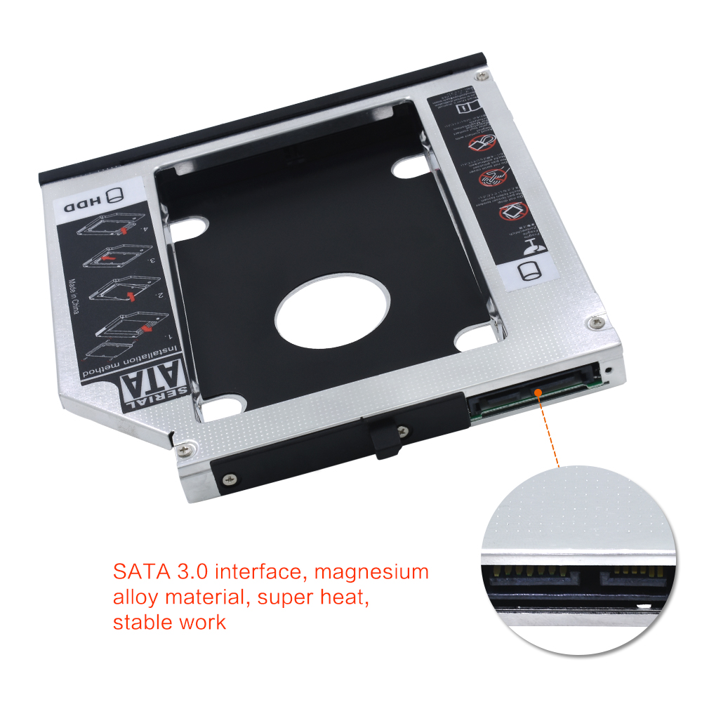 Til lenovo thinkpad  t420 t430 t510 t530 w700 optibay aluminium 2.5 &quot; ssd etui hdd kabinet 2nd hdd caddy 12.7mm sata 3.0