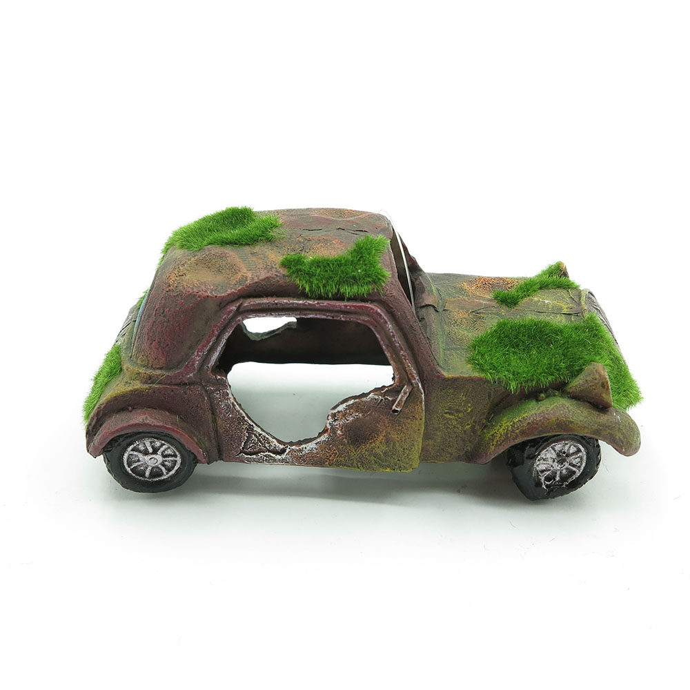 Fish Tank Car Ornament Imitation Resin Moss Vintage Old Car Aquarium Decoration Pet Aquarium Fish Tank Landscape Decor Supplies