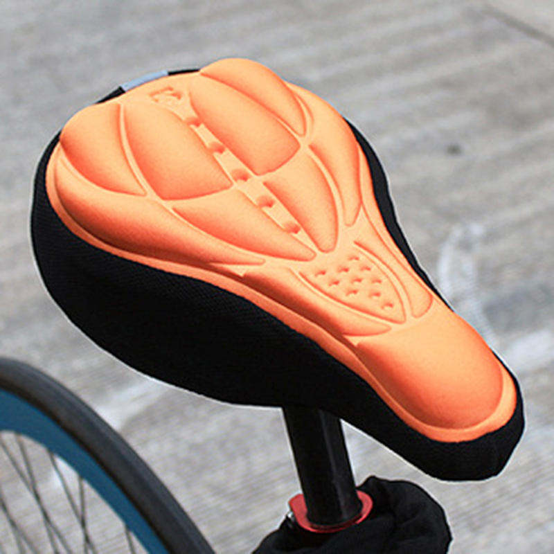 3D Fietszadel Seat Soft Bike Seat Cover Comfortabele Foam Zitkussen Fietsen Zadel Voor Fiets Accessoires: orange