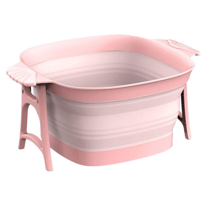 1pc cm grote plastic voetenbad voor huishoudelijk gebruik, opvouwbare voetenbak, plastic voetenbad voor huishoudelijk gebruik met massagerol (roze)