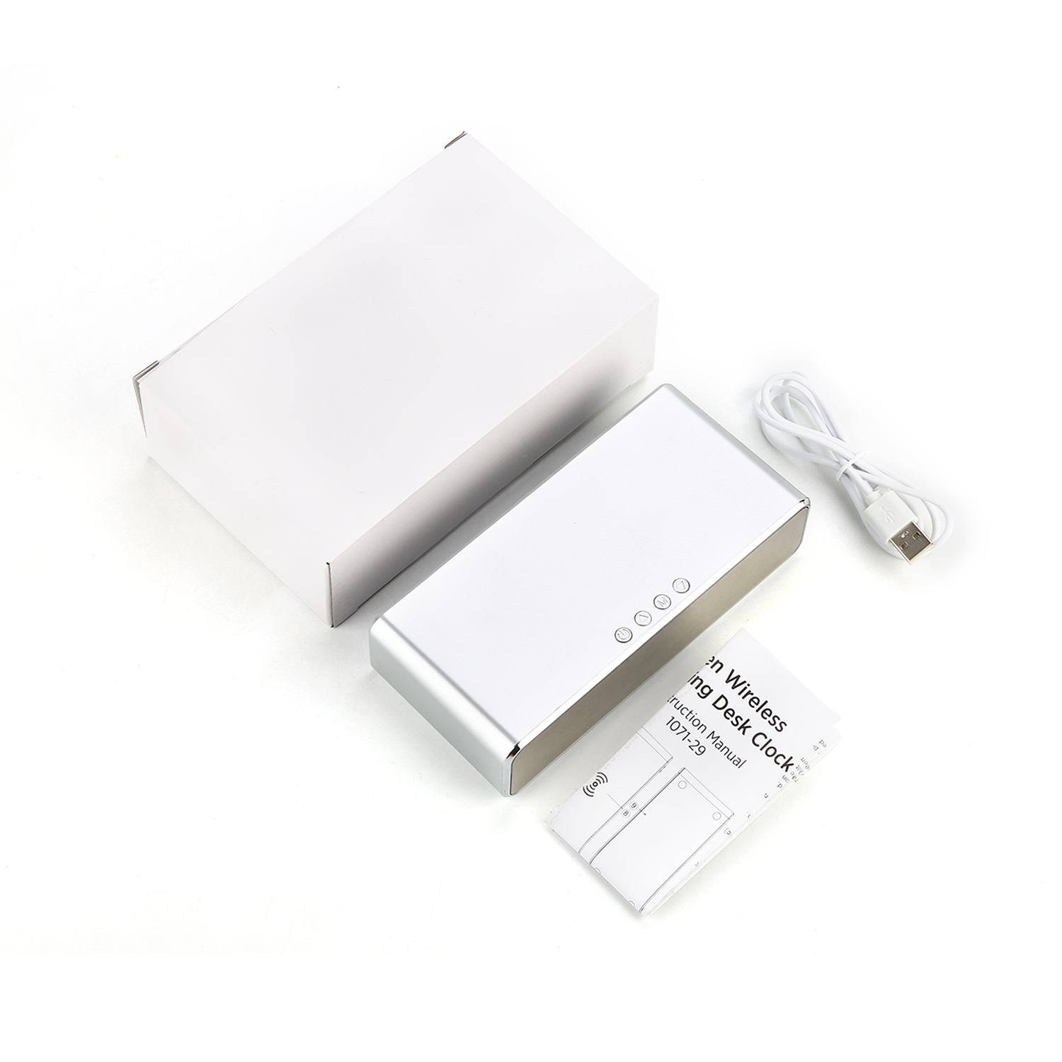 Electronic LED Digital Alarm Clock with Phone Wireless Charging Dock Charger Desktop Date Temperature for Home Decor Office: Default Title