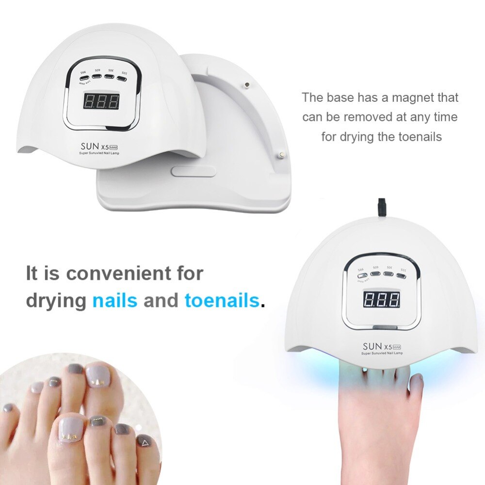 SUN5 Pro-Lámpara Led UV para secado de uñas, de 80W/72W, para todo tipo de geles, 45 luces Led UV para manicura, sensor de luz infrarroja solar