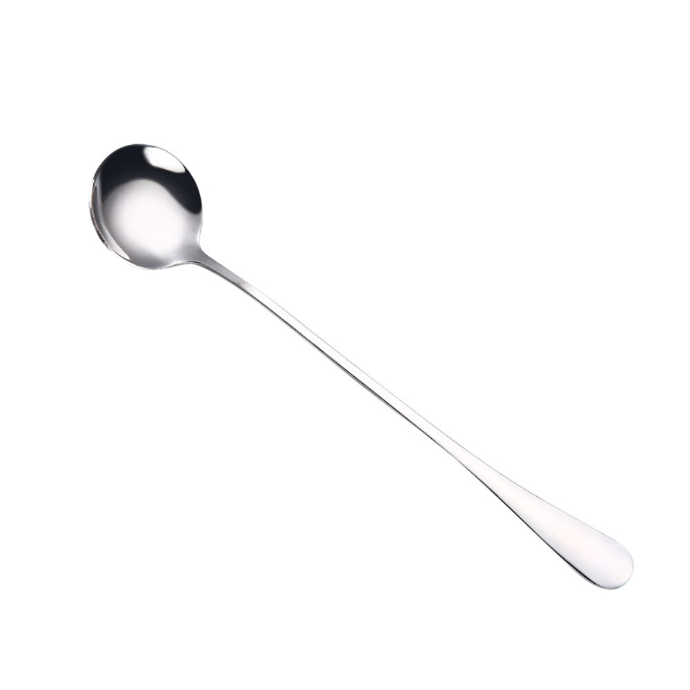 Colorful Spoon Long Handle Spoons Flatware Coffee Drinking Tools Kitchen Gadget Teaware Dessert Spoons Tableware 4.5: Silver