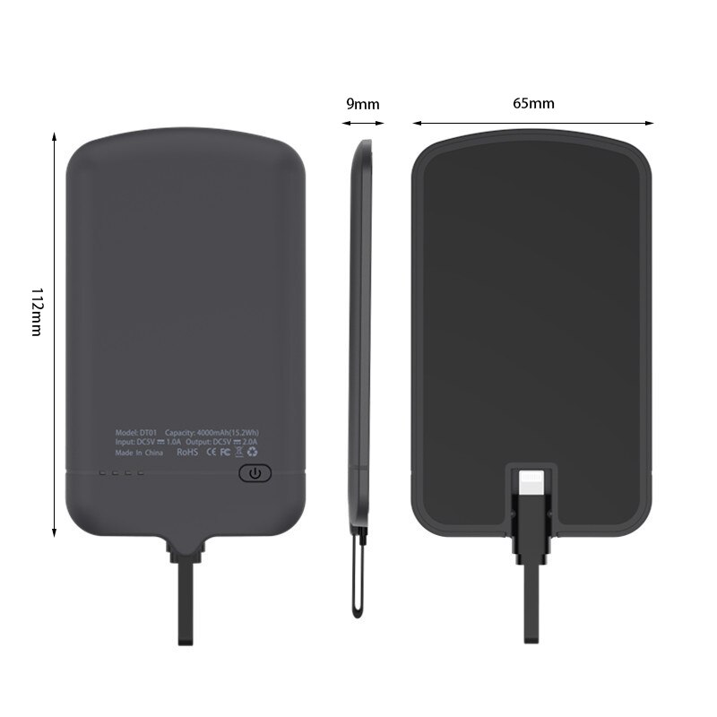 Mini cargador de batería externo portátil de 4000mAh, funda para iPhone, Samsung, Xiaomi 8, Huawei, funda ultradelgada para banco de energía de LG