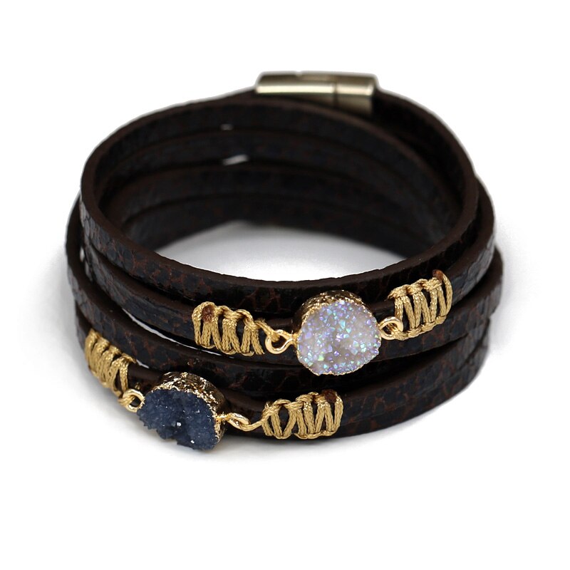 Braccialetti Dei Monili dell'annata per le Donne Degli Uomini in Pelle Marrone Corda Braccialetto catena Regalo Di Natale Femme Accessori