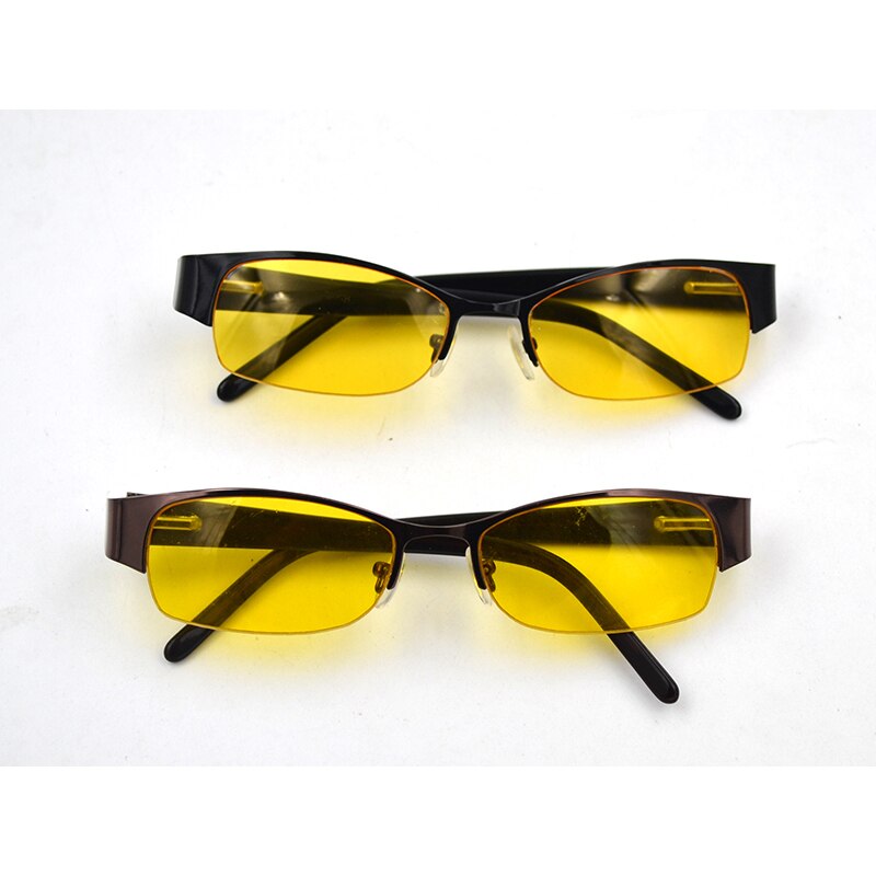 Men Semi Rimless Yellow Lens Night Vision Glasses Women High Definition Rectangle Driving Eyeglasses Spectacles D5
