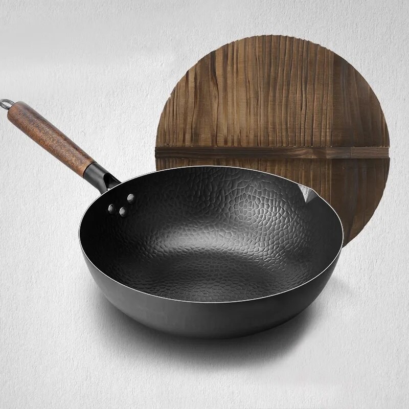 Iron Non-Coating Pot Cast Iron Pan General Use for Gas and Induction Cooker Chinese Wok Cookware Pan Kitchen Tools Wok Burner