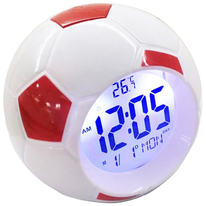 Nachtlampje Met Voetbal Klok Digital Back Light Tafellampen Desk Voetbal Wekker Voor Slaapkamer Verlichting Lampen: Red