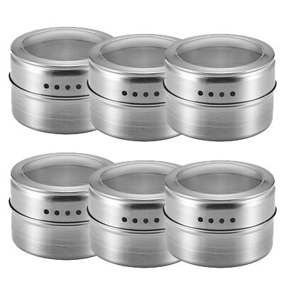 Ensemble de pots à épices magnétiques | Pot à épices en acier inoxydable, conteneur de stockage d'épices, poivre, Sprays d'assaisonnement, outils de cuisine, directe: Set of 6