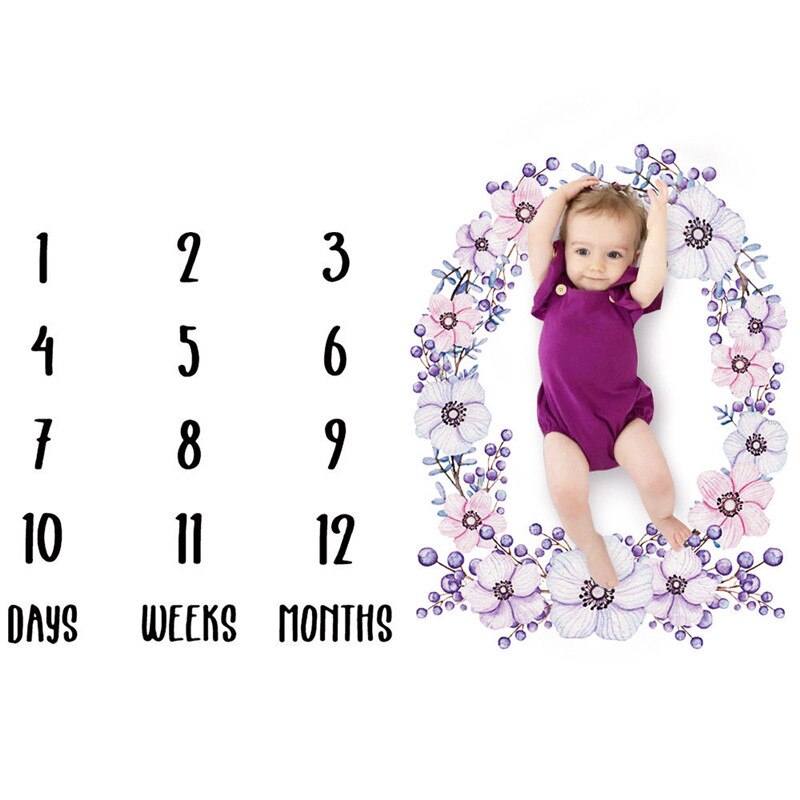 Manta Unisex con motivo de hito, días, meses, años, utilería para sesión de fotos, manta y Manta para niños pequeños: Flower