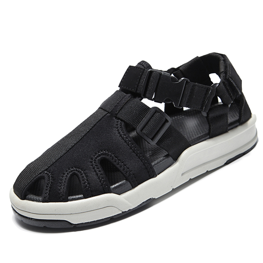 Mannen Gladiator Sandalen Zomer Romeinse Inheemse Sneakers Zwarte Gesloten Teen Ademend Strap Outdoor Sport Mesh Schoenen Mode Visser: white sole / 40
