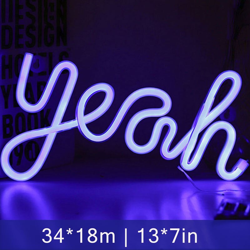 Gezegend Led Neon Sign Inspirational Opknoping Licht Voor Muur Kamer Studio Slaapkamer Leeszaal Party Decoratie Neon Night Lamp: Yeah-Red