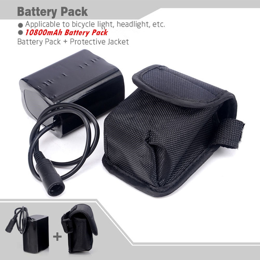 Bicycle Light 6x 18650 Battery Pack 8.4V Lamp With Charger Bike Lights Cycling Riding Accessory