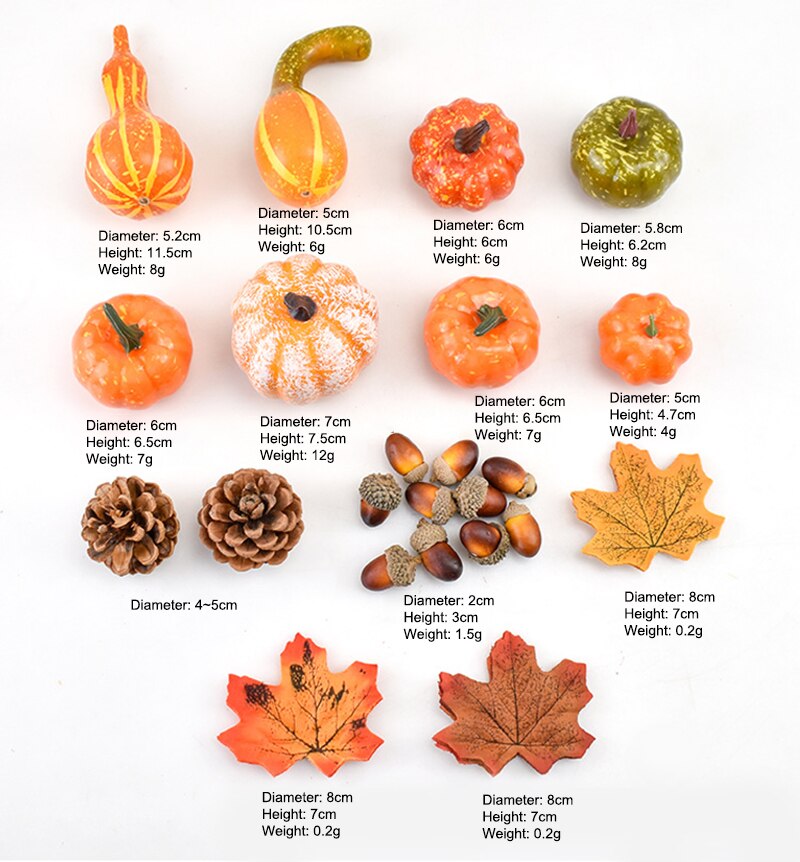 50 Stks/set Simulatie Pompoen Gouden Herfst Pompoen Halloween Pompoen Thanksgiving Decoratie Pompoen Props