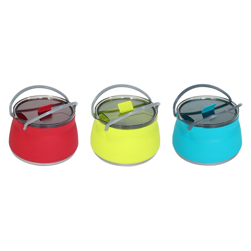 ELOS-1L Outdoor Opvouwbare Draagbare Siliconen Waterkoker Koken Voedsel Pot Roestvrij Stalen Bodem Vouwen Waterkoker