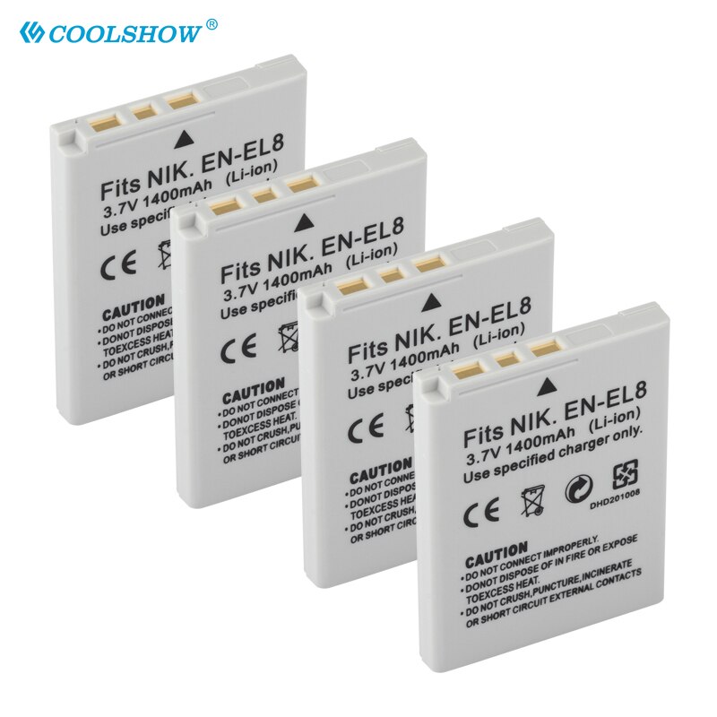 EN EL8 ENEL8 Battery 1400mAh for Nikon COOLPIX P1 P2 L1 L2 S1 S2 S3 S4 S5 S6 S7 S7C S8 S9 S51 S50 S52 EN-EL8 Camera Batteries
